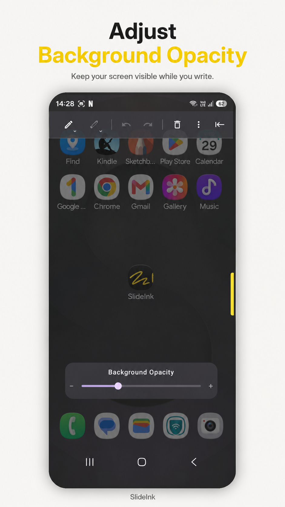 SlideInk drawing area over another Android screen